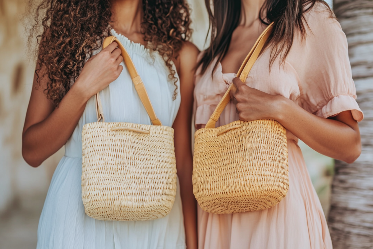 Stylish straw and woven bags styled for different occasions