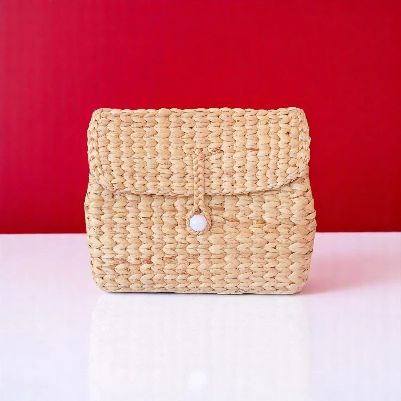 Isara Handwoven Straw Beaded Handle Summer Bag with Eco-Friendly Thai Craftsmanship