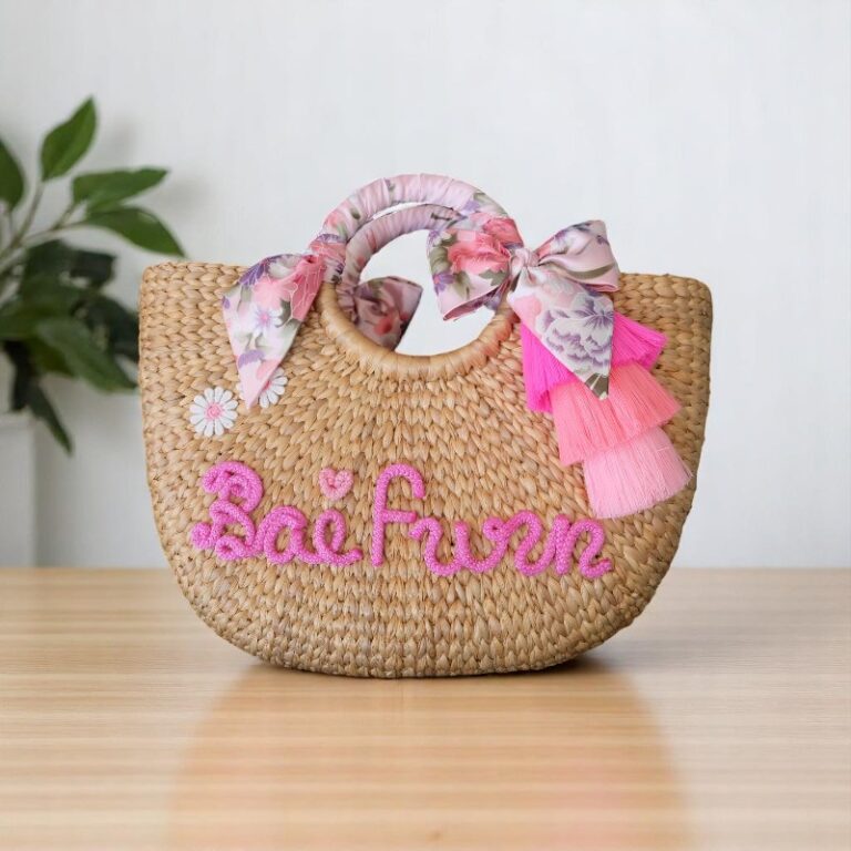 Busaba Personalised Straw Bag With Tassels