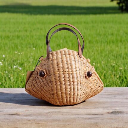 Yada Straw Geometric Mini Handbag Purse