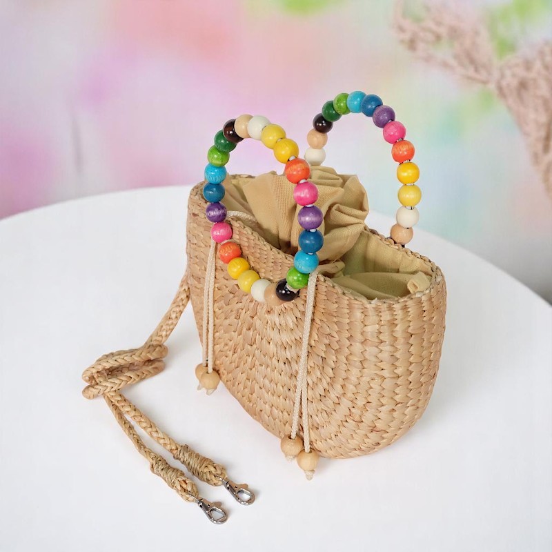 Kamonchanok Rainbow Bead Handle Straw Purse
