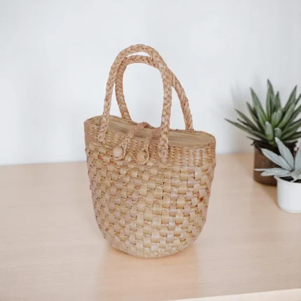 Darunee Straw Woven Bucket Purse