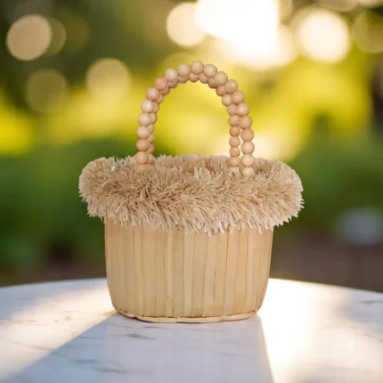 Jintana Straw Fringe Handle Purse