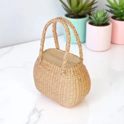 Kannikae Straw Curved Mini Handbag