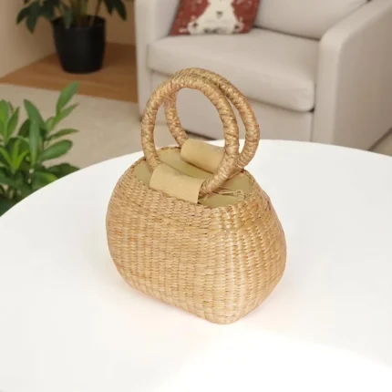 Phanumas Straw Round Handle Purse