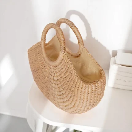 Pawita Straw Sculpted Handle Tote