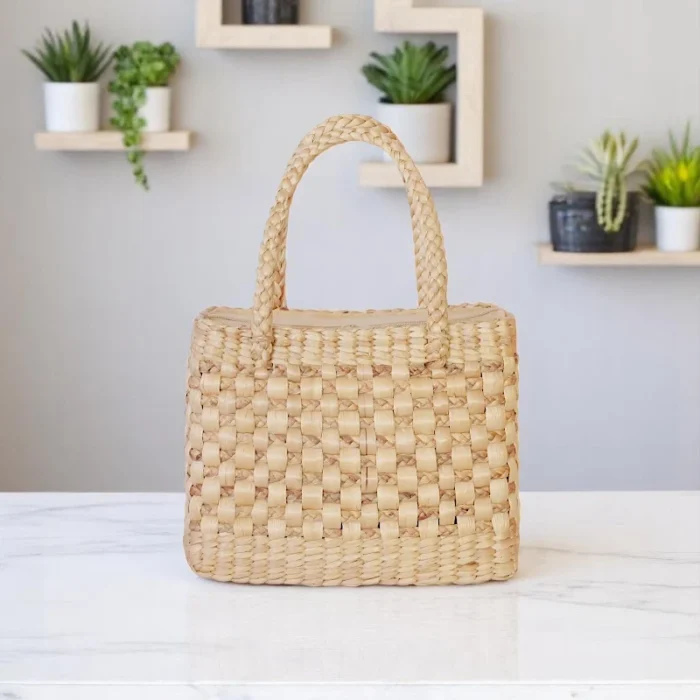 Sirilada Straw Checker Weave Tote - Image 1